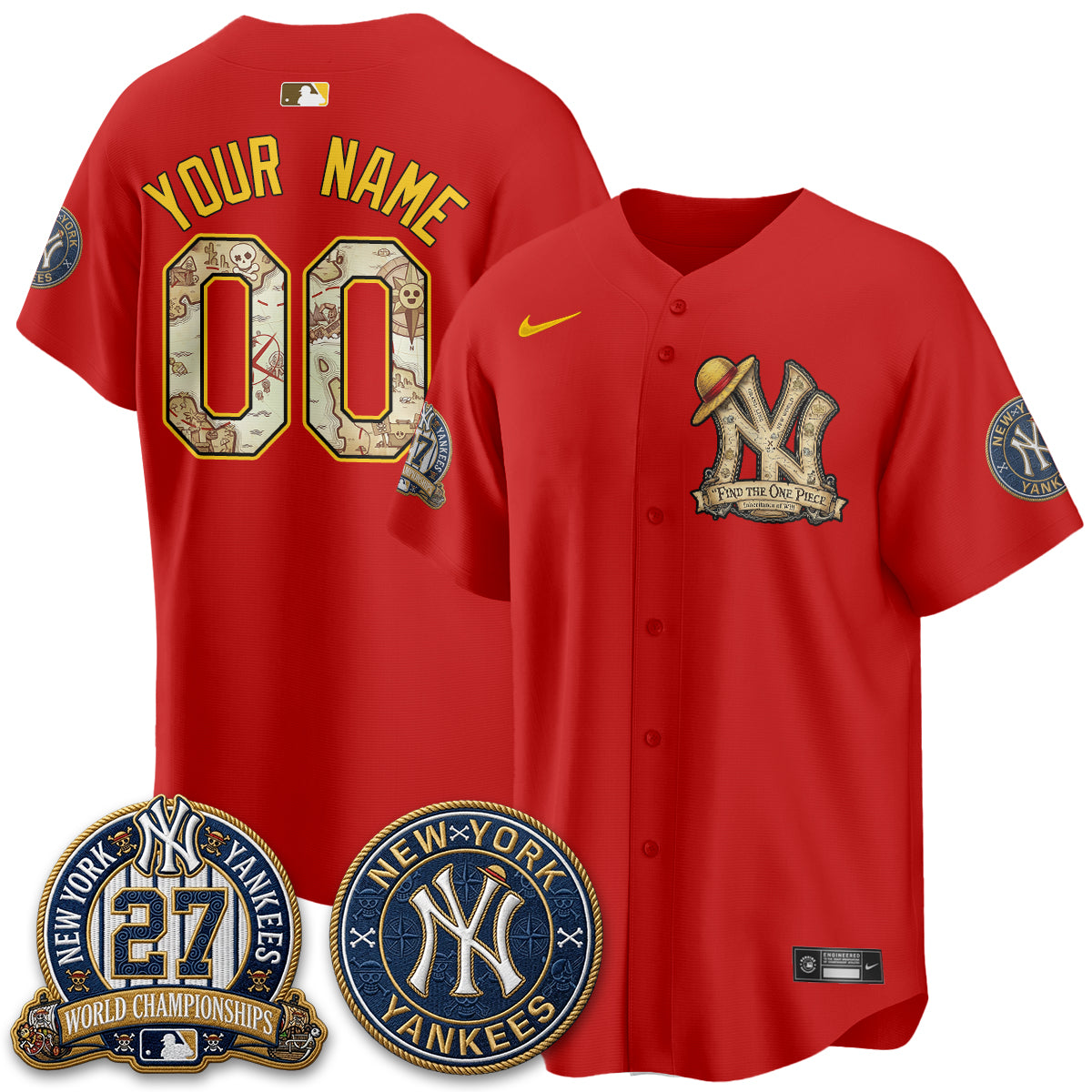New York Yankees x OP Japanese Cartoon Limited Custom Jersey -  Stitched