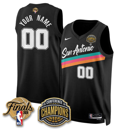 San Antonio Spurs 2026 NBA Western Conference Champions Vapor City Edition Custom Jersey - Stitched