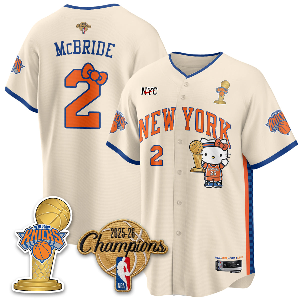 New York Knicks 2026 NBA Champions x Meow Kitty Vapor Jersey - Stitched
