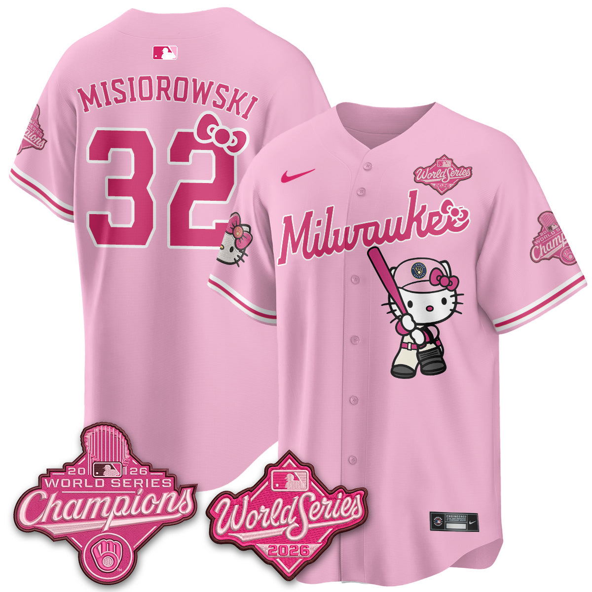 Milwaukee Brewers 2026 WS Champions x Meow KT Vapor Jersey - Stitched