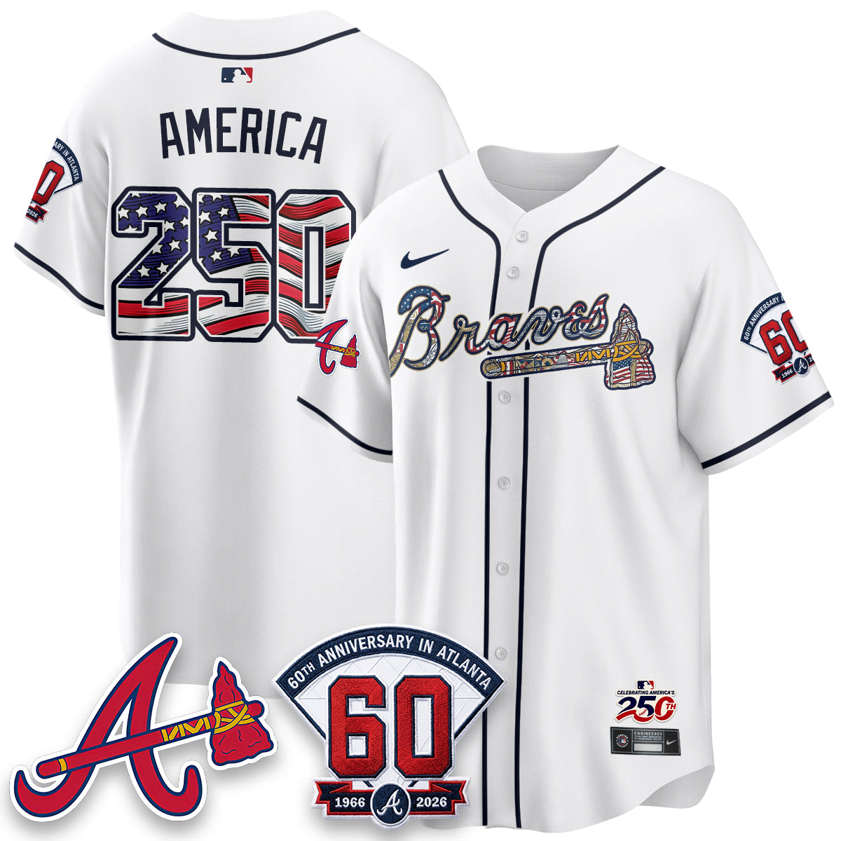 Atlanta Braves 2026 Independence Day USA Vapor Limited Jersey - Stitched