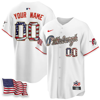 Pittsburgh Pirates 2026 Independence Day USA Vapor Limited Custom Jersey - Stitched