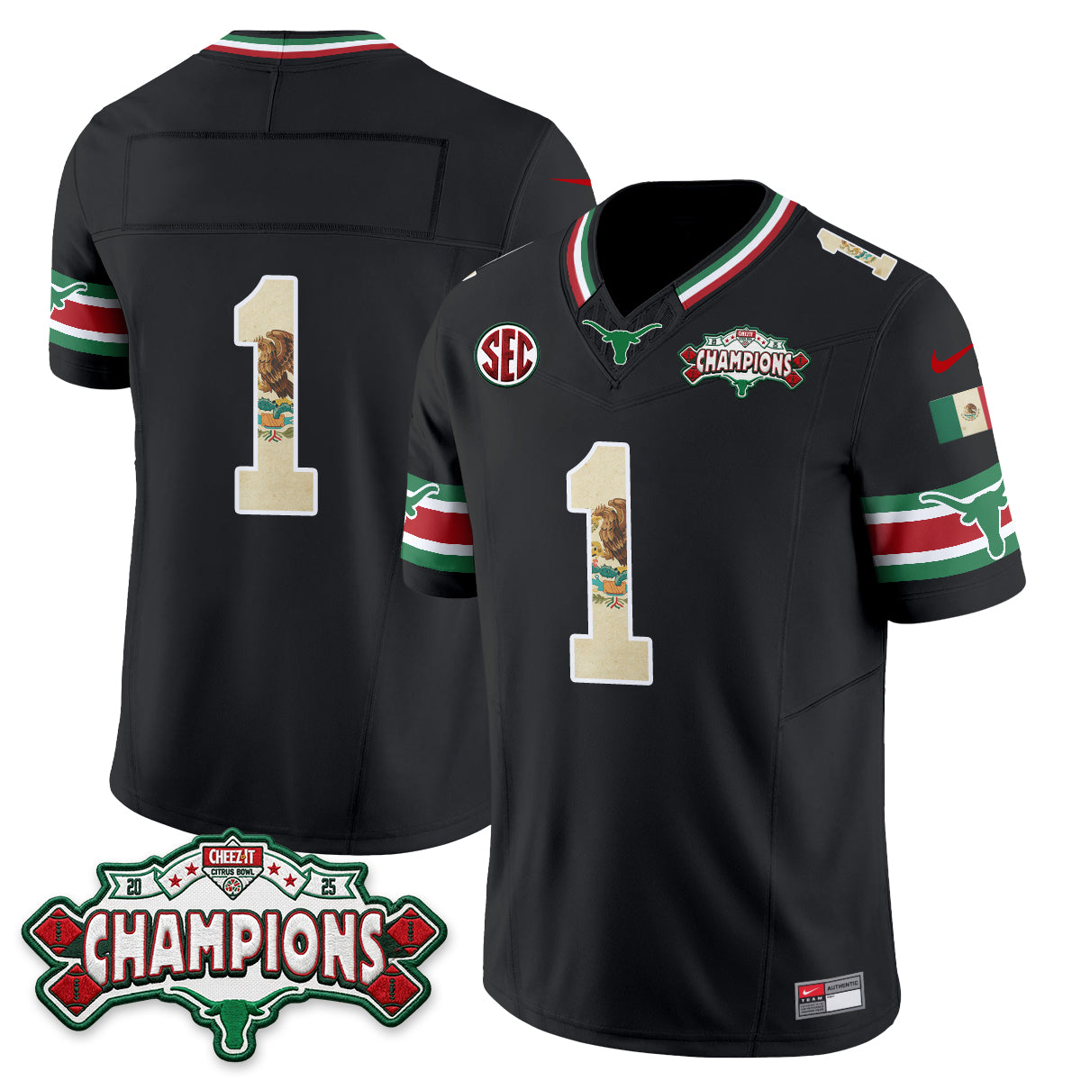 Texas Longhorns Mexico Edition Vapor Jersey - Stitched-NQD