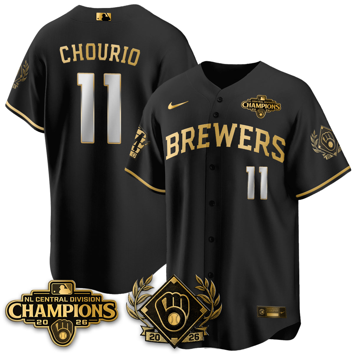 Milwaukee Brewers 2026 NL Division Champs Vapor Jersey - Stitched