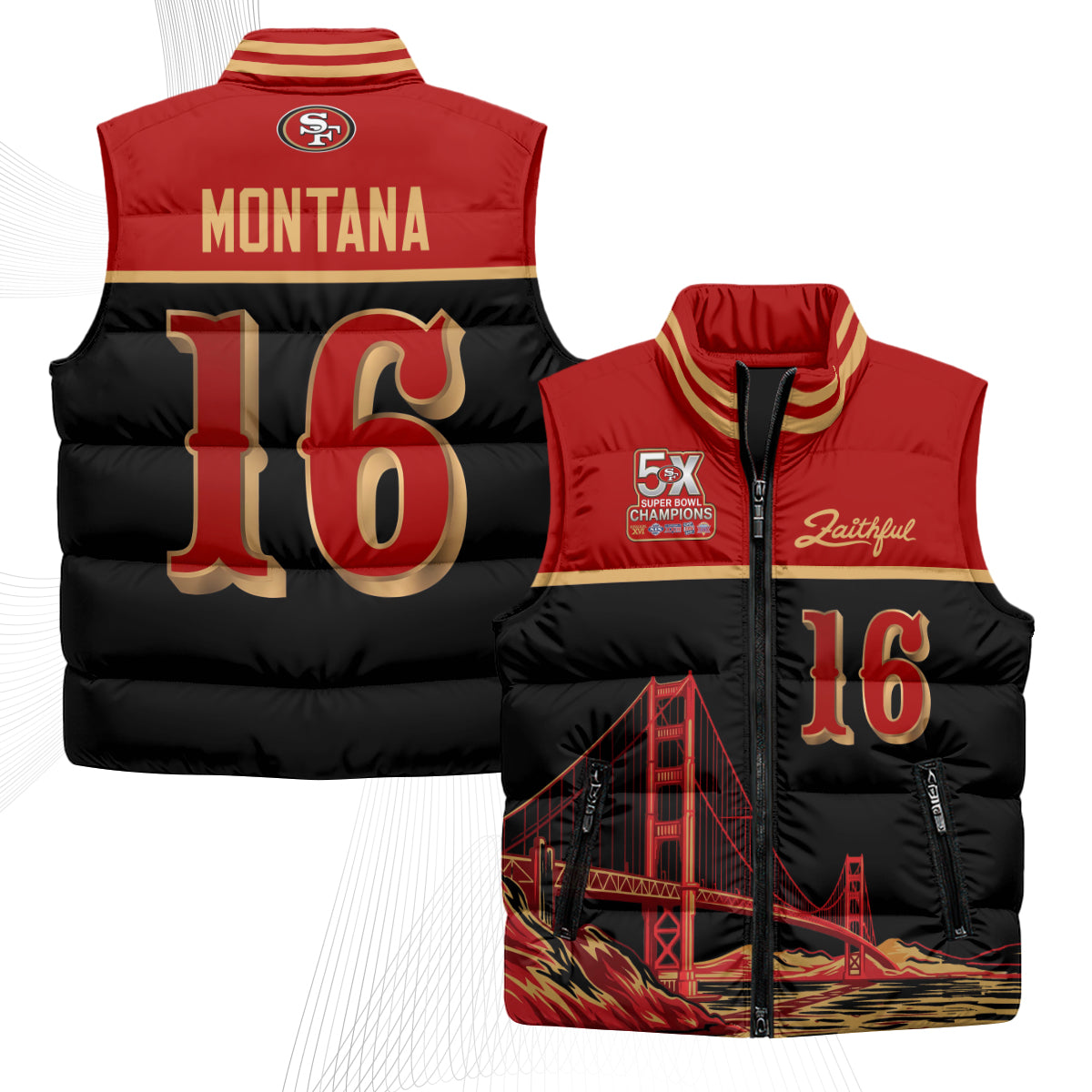 San Francisco 49ers Faithful Puffer Vest - Printed