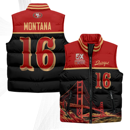 San Francisco 49ers Faithful Puffer Vest - Printed
