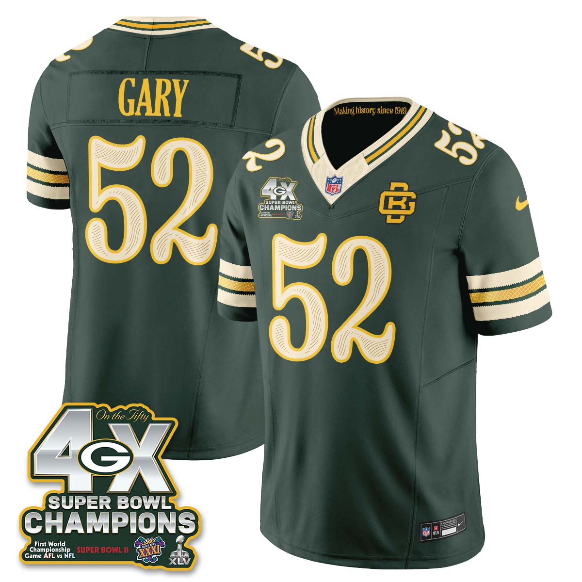 Green Bay Packers 2026 Rivalries 4X Champs Vapor Jersey - Stitched