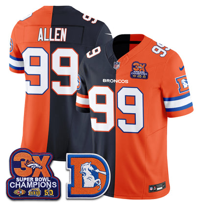 Denver Broncos Throwback Split Vapor Jersey - Stitched-NQD