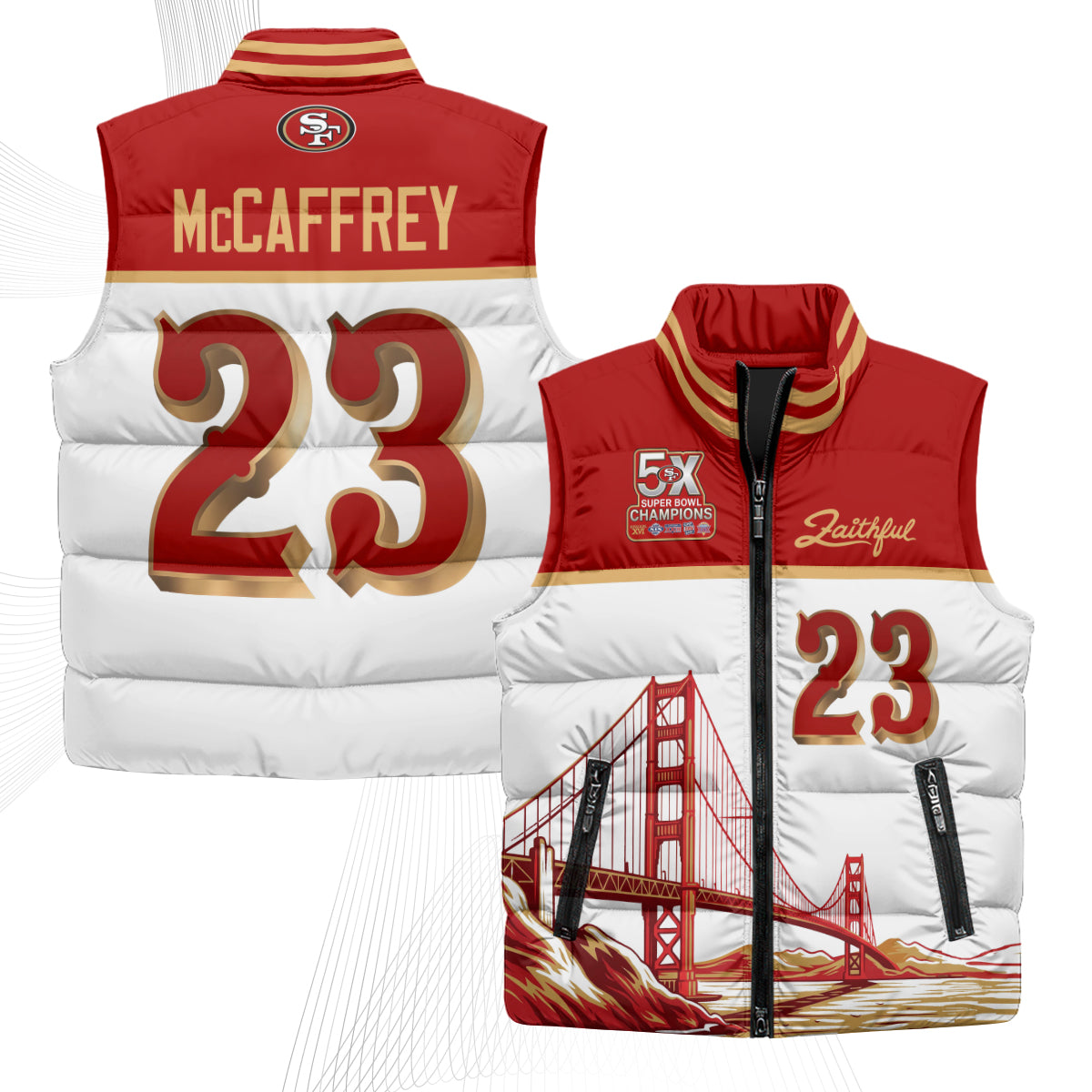 San Francisco 49ers Faithful Puffer Vest - Printed