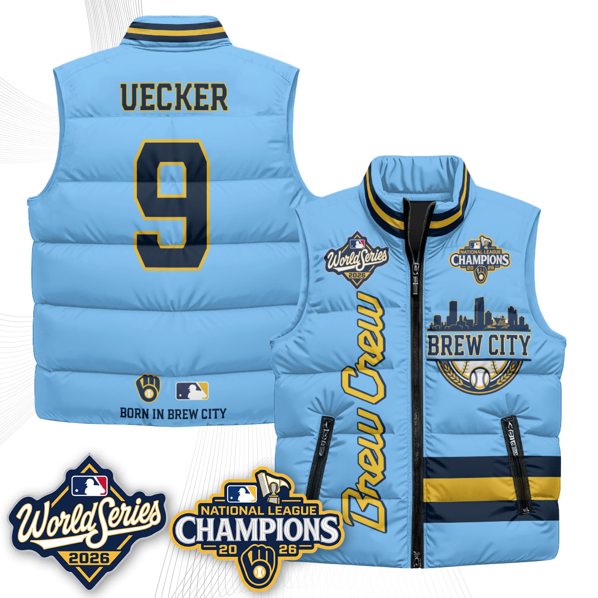 Milwaukee Brewers 2026 NL Champions Puffer Vest - Printed