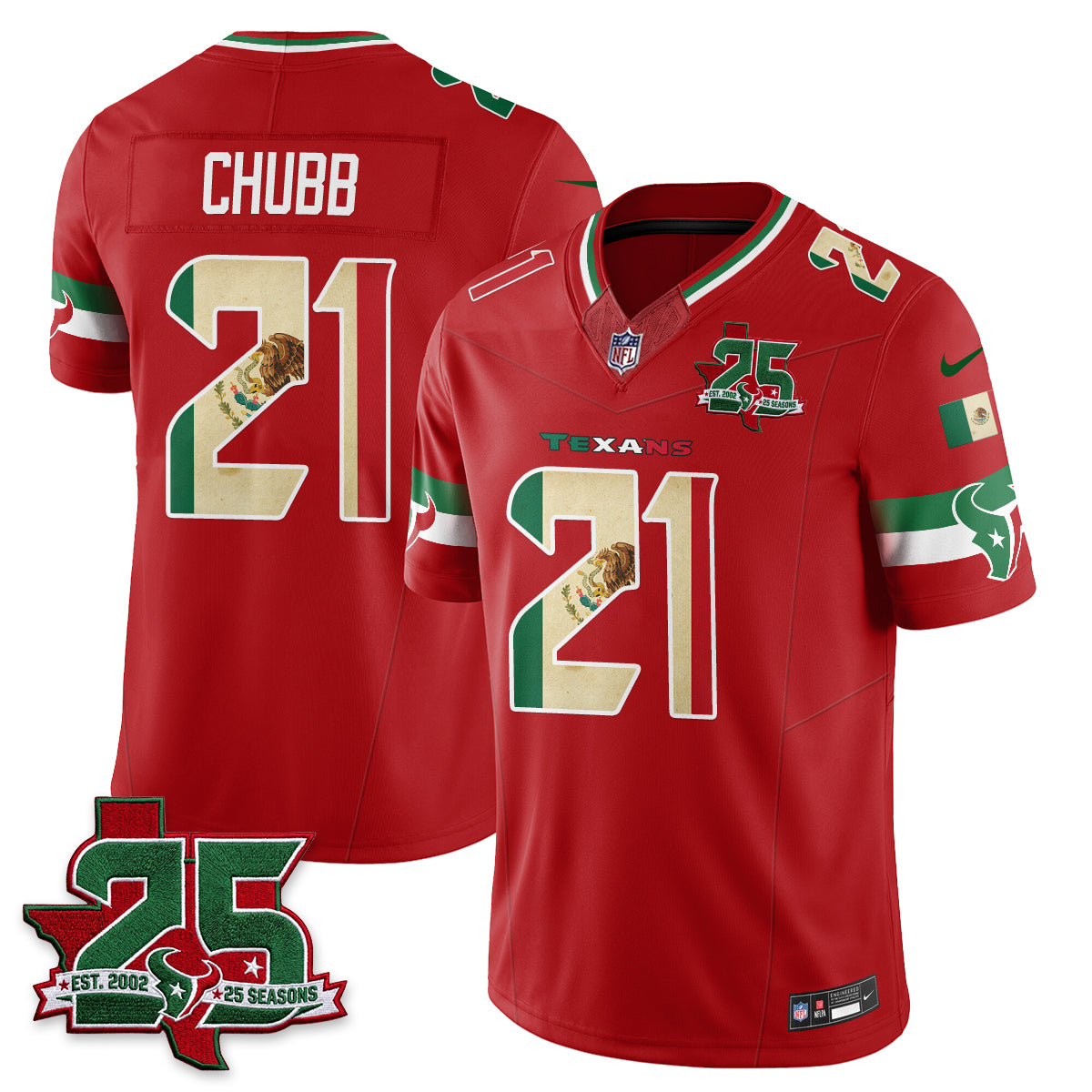 Houston Texans 25 Seasons Mexico Style Vapor Jersey - Stitched