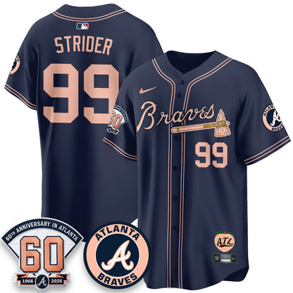Atlanta Braves 60th Anniversary Peach Edition Vapor Premier Limited Jersey - All Stitched (1)