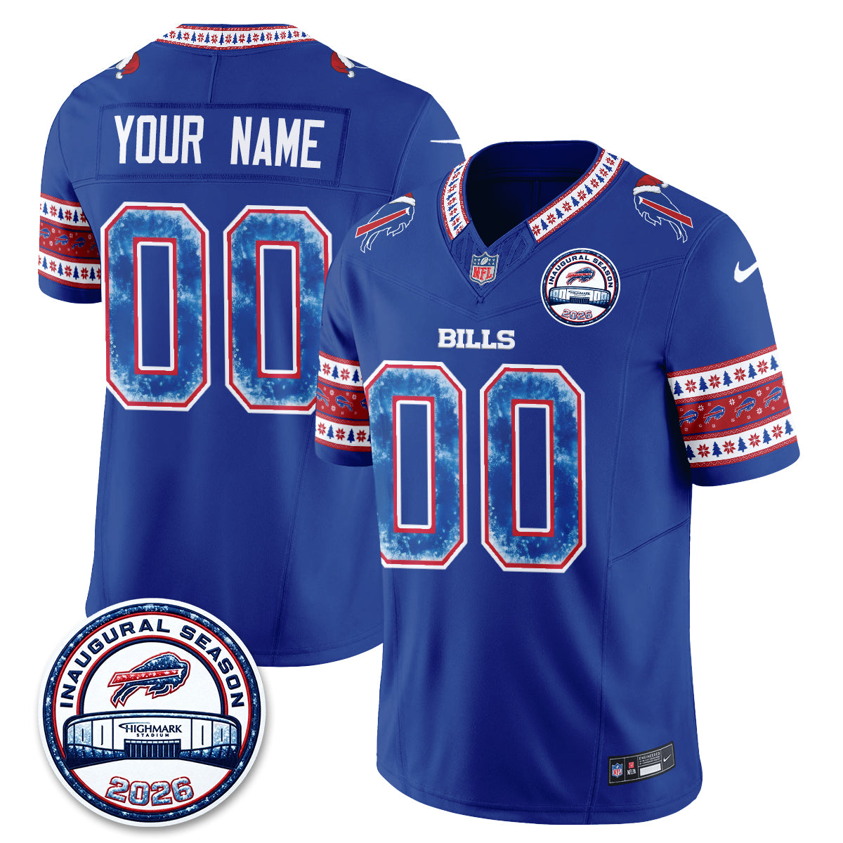 Buffalo Bills Xmas Edition Vapor Custom Jersey - Stitched