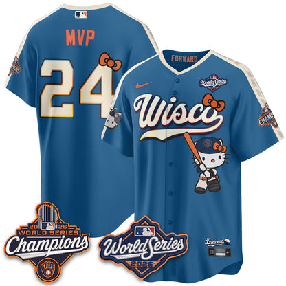 Milwaukee Brewers 2026 WS Champions x Meow KT Vapor Jersey - Stitched