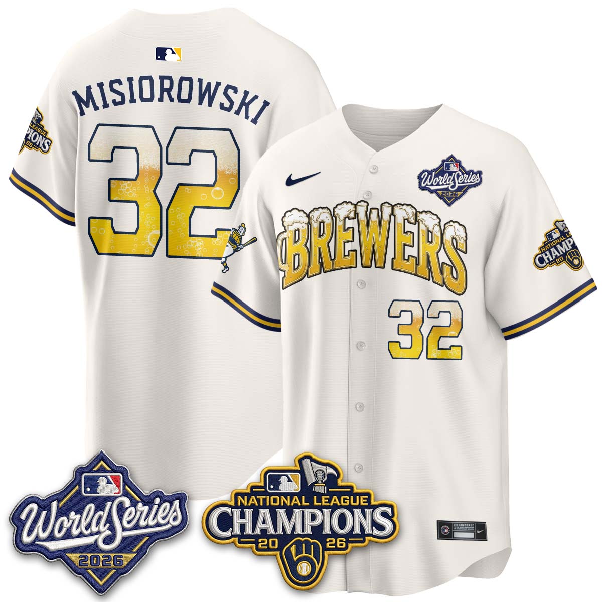 Milwaukee Brewers "Pitcher & Pint" WS26 & 2026 NL Champions Vapor Jersey - Stitched (V2)
