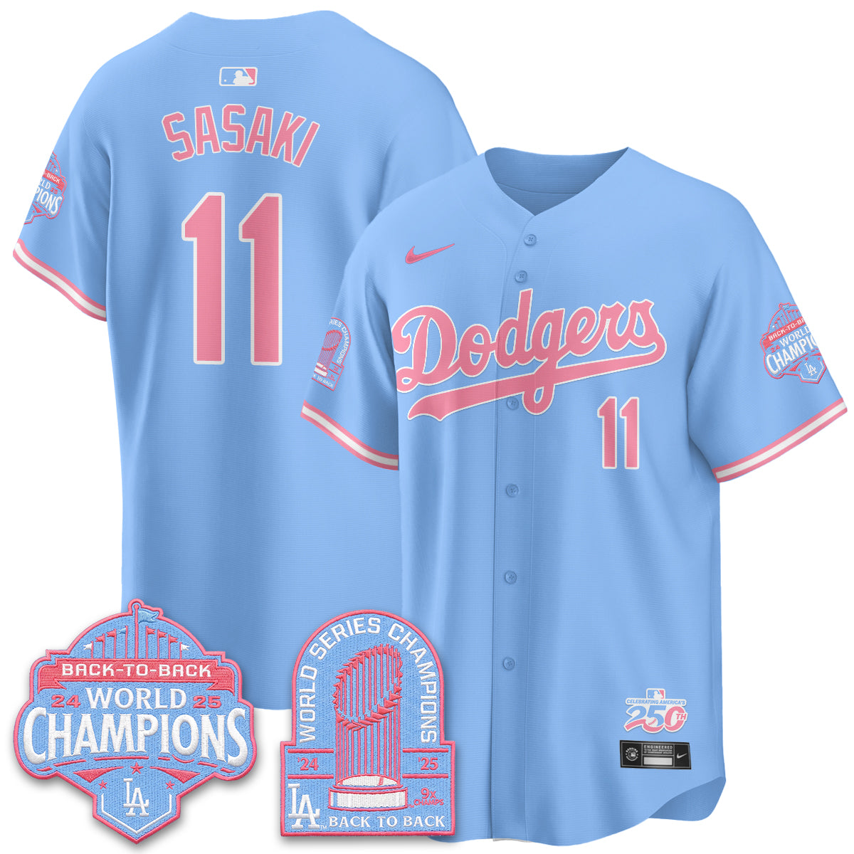 Los Angeles Dodgers x Bubblegum Vapor Jersey - Stitched