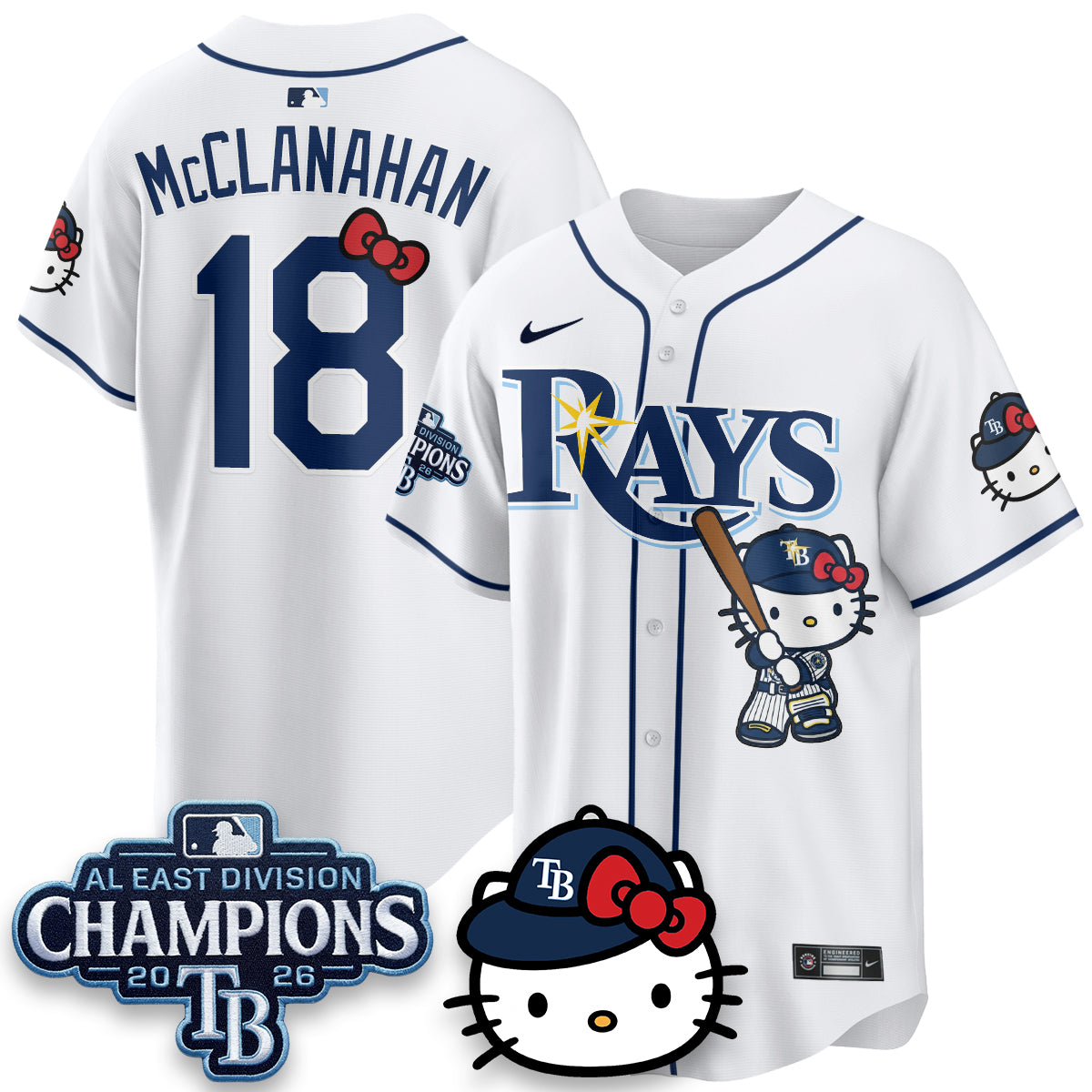 Tampa Bay Rays x Meow KT 2026 AL East Champs Vapor Jersey - Stitched-NQD