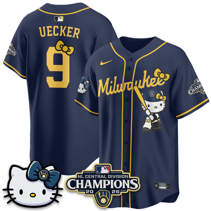 Milwaukee Brewers NL Central Champs x Meow KT Vapor Pink Jersey - Stitched