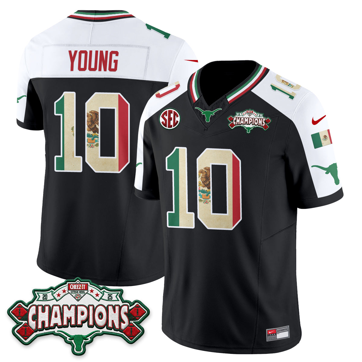 Texas Longhorns Mexico Edition Vapor Jersey - Stitched-NQD