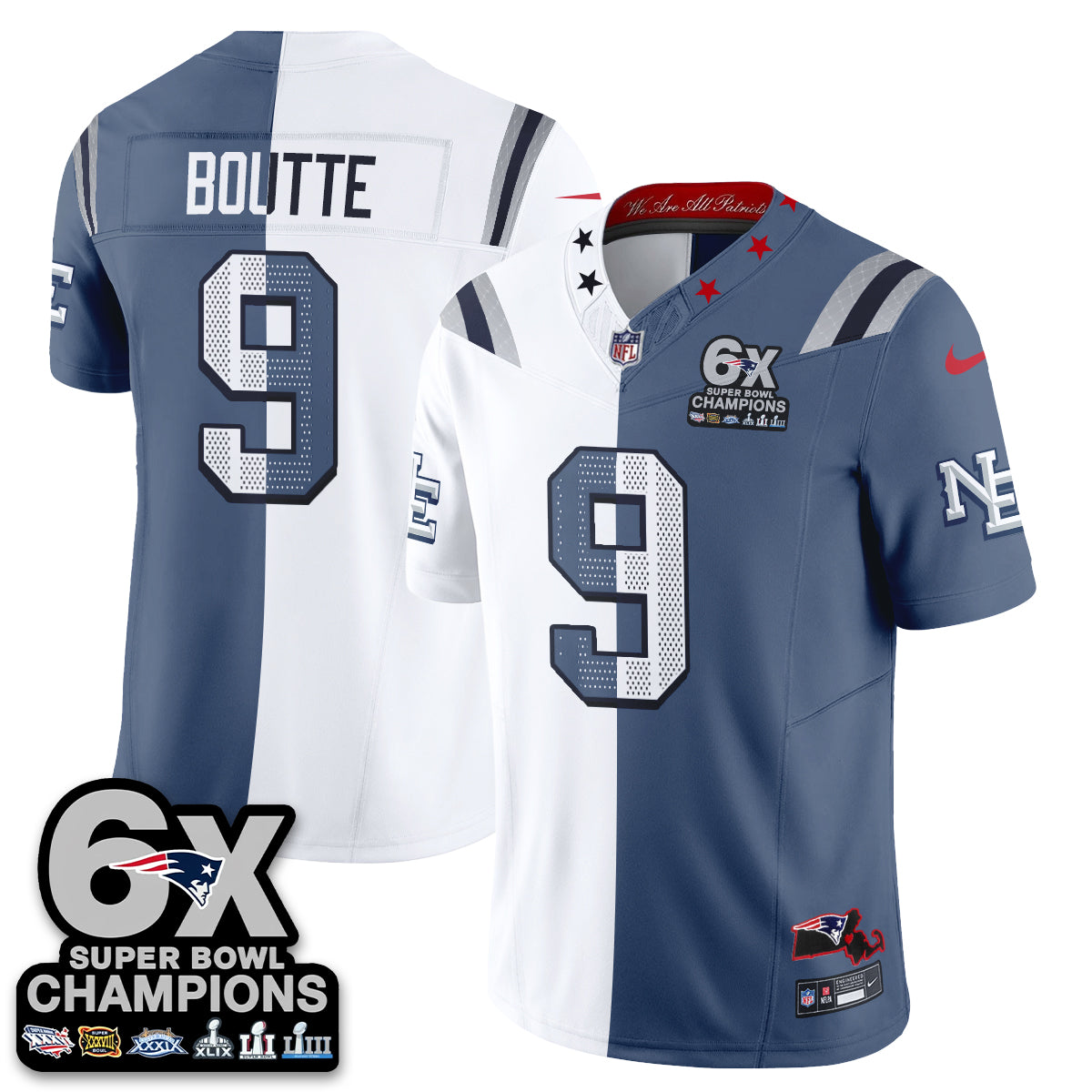 New England Patriots Rivalries Split Edition Vapor Jersey - Stitched