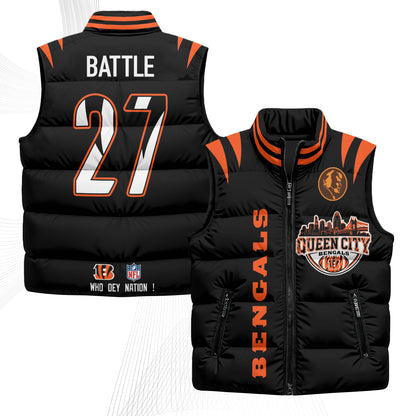 Cincinnati Bengals John Madden Patch Puffer Vest - Printed