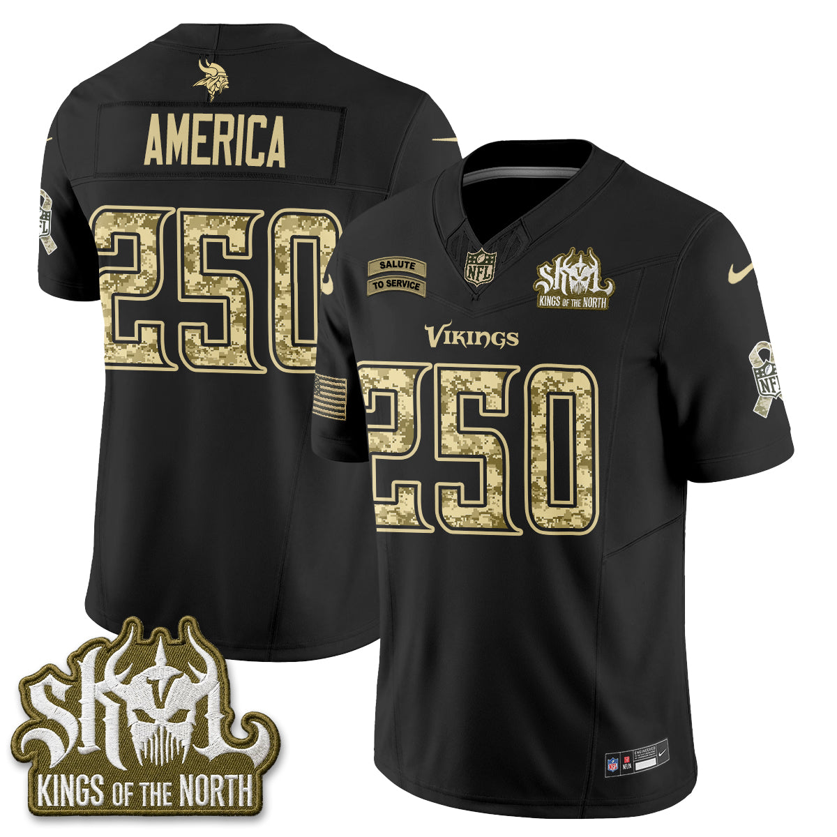 Minnesota Vikings 2026 Salute to Service V2 Vapor Jersey - Stitched-NQD