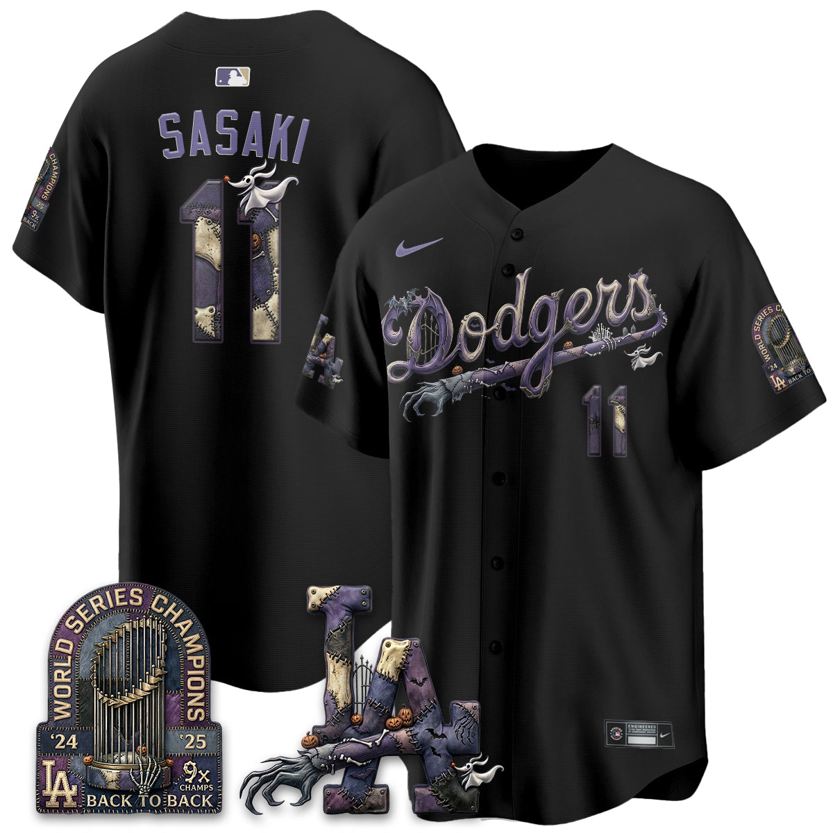 Los Angeles Dodgers Nightmare Edition Vapor Jersey - Stitched
