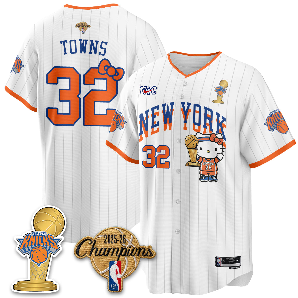 New York Knicks 2026 NBA Champions x Meow Kitty Vapor Jersey - Stitched