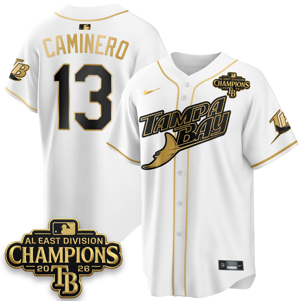Tampa Bay Rays 2026 AL East Champs Gold Edition Vapor Jersey - Stitched-NQD