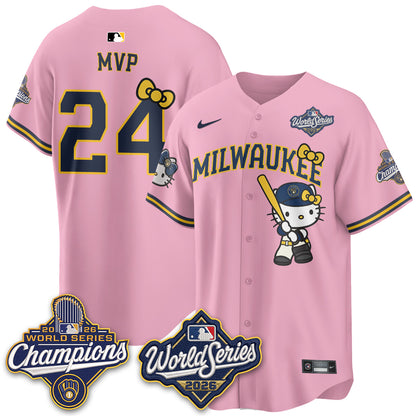 Milwaukee Brewers 2026 WS Champions x Meow KT Vapor Jersey - Stitched
