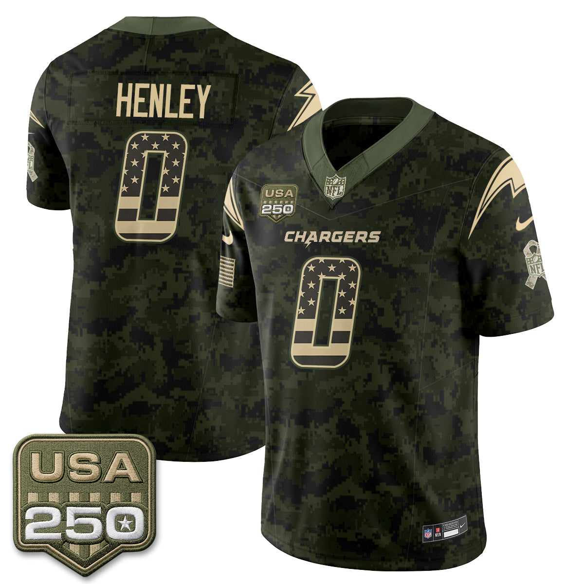 Los Angeles Chargers 2026 Salute to Service Vapor Jersey - Stitched