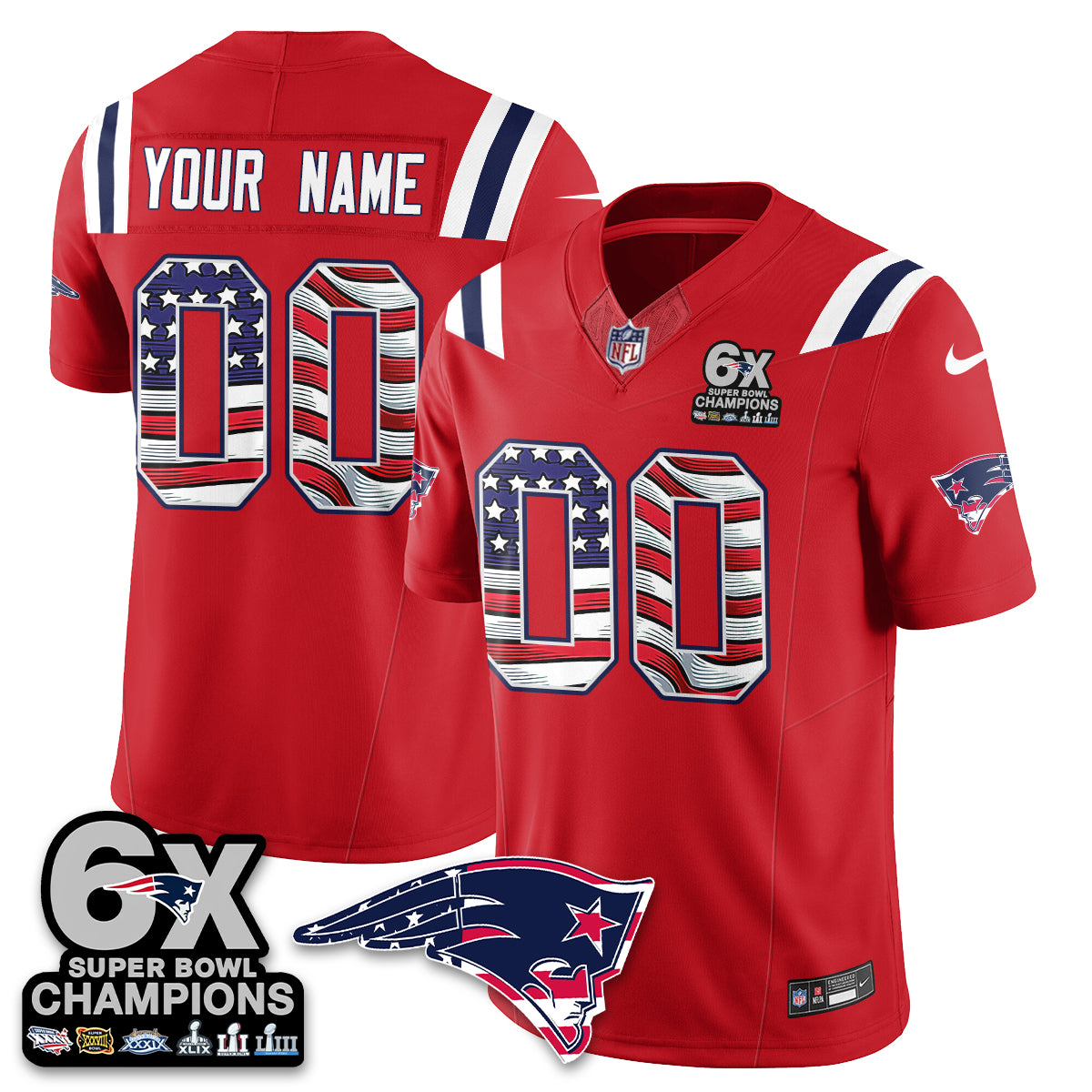 New England Patriots America Edition Vapor Custom Jersey V2- Stitched