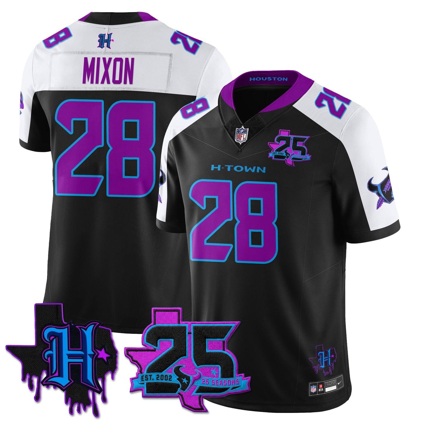 Houston Texans 25th Seasons in 2026 DJ Screw Vapor Limited Jersey - All Stitched