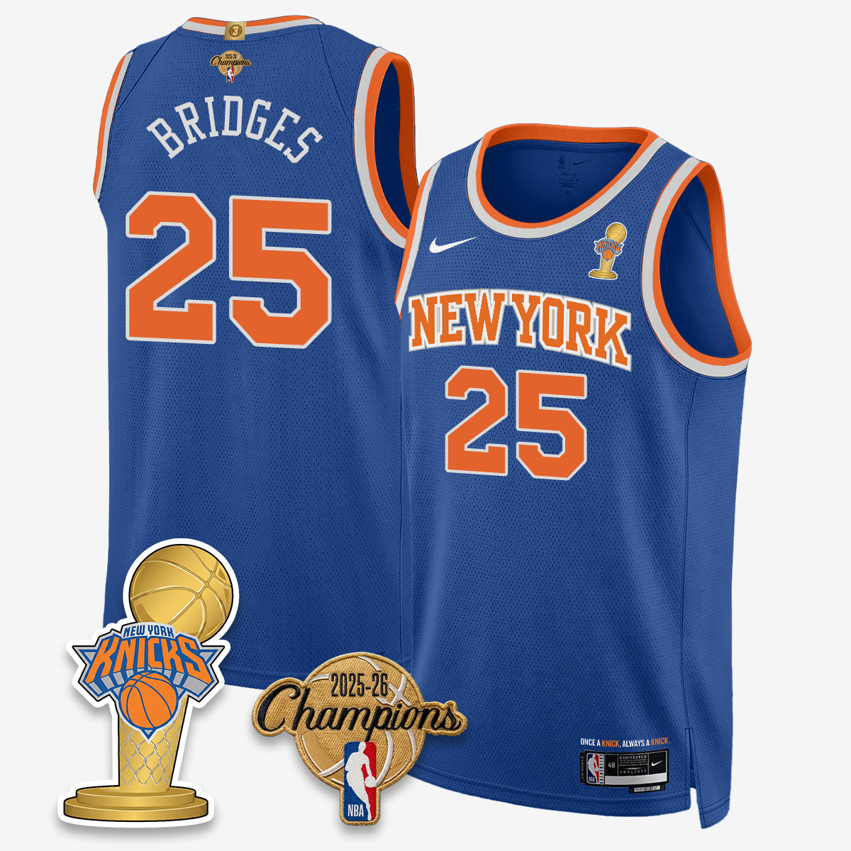 New York Knicks 2026 Basketball Champions Vapor Jersey - Stitched