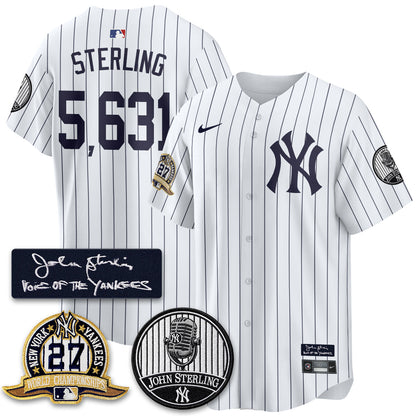 NYY John Sterling Tribute Patch Limited Gold Jersey - Stitched