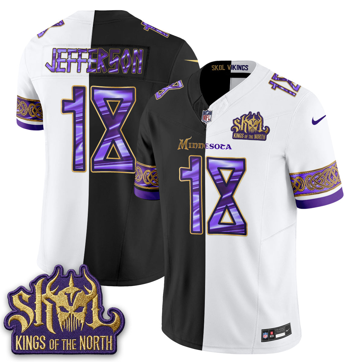 Minnesota Vikings Warrior Split Edition Vapor Jersey - Stitched-NQD