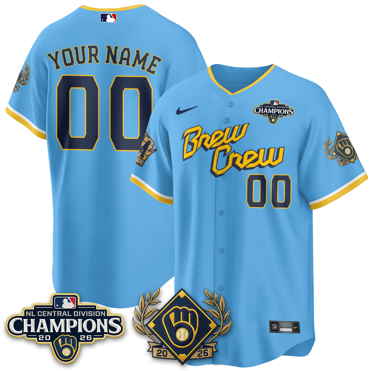 Milwaukee Brewers 2026 NL Division Champs Vapor Custom Jersey - Stitched-NQD