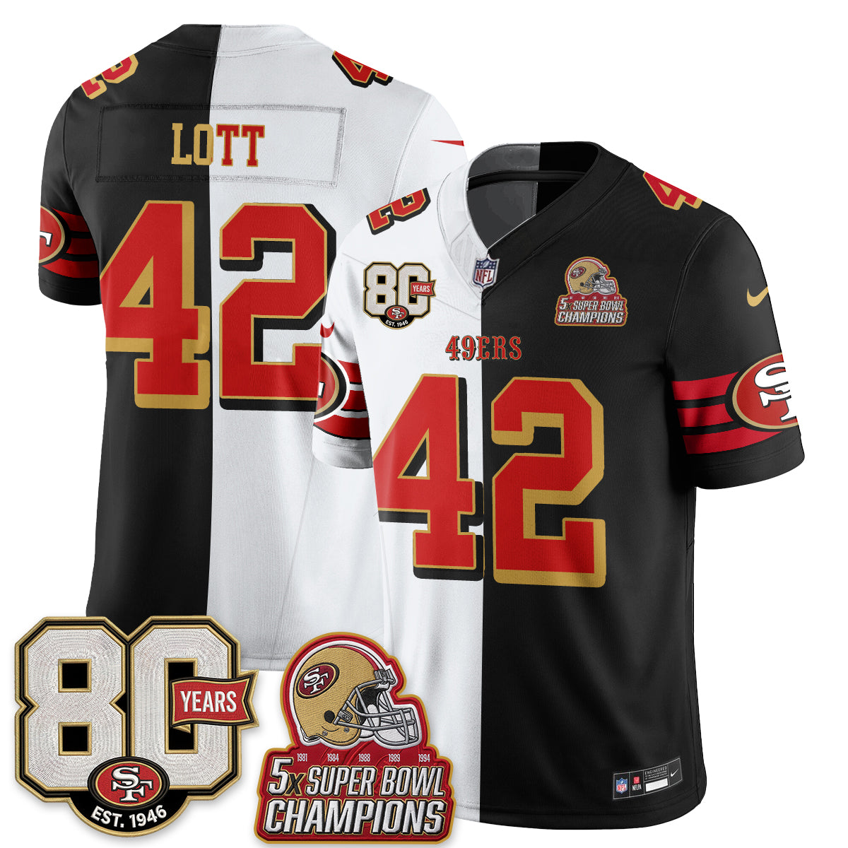 San Francisco 49ers Split Style Vapor Jersey - Stitched