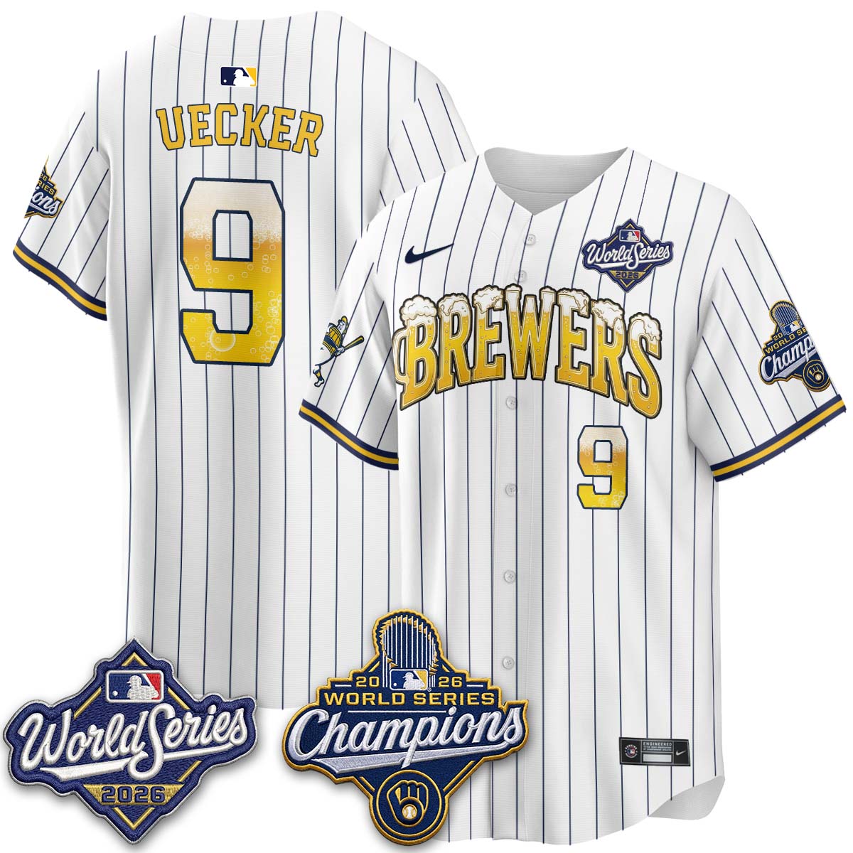 Milwaukee Brewers "Pitcher & Pint" 2026 WS Champions Vapor Jersey - Stitched