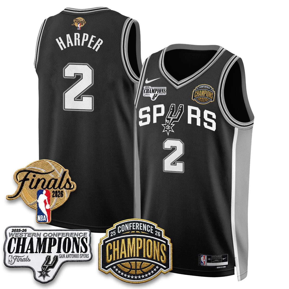 San Antonio Spurs 2026 NBA Western Conference Champions Vapor Jersey - Stitched