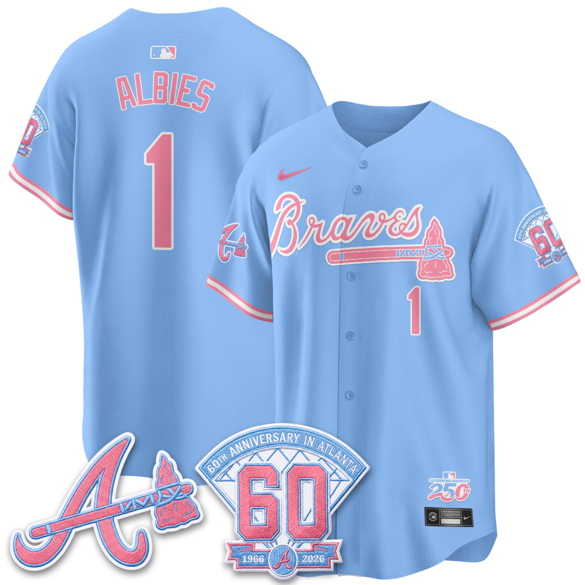 Atlanta Braves x Bubblegum Vapor Jersey - Stitched