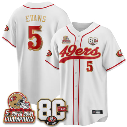 SF 80 Years & 5X Champs Patch Black Gold Baseball Jersey - Stitched