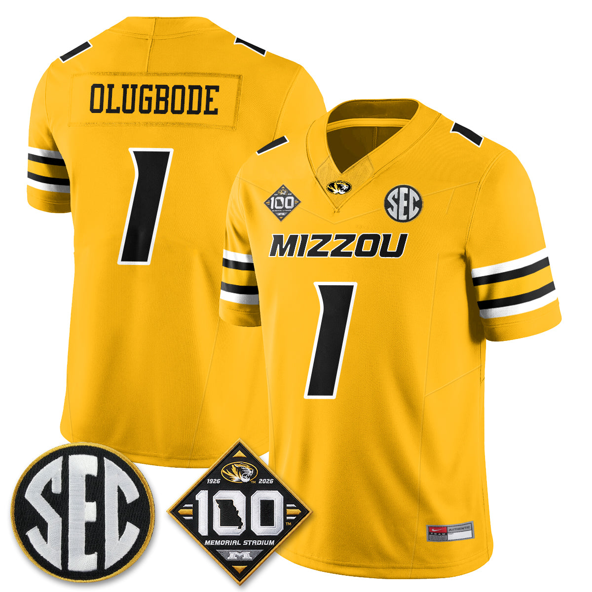 Missouri Tigers 100th Anniversary of Memorial Stadium Vapor Jersey - Stitched