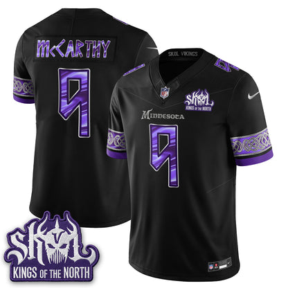 Minnesota Vikings Fangear Edition Warrior Skol Patch Vikings Font Vapor Jersey - Stitched