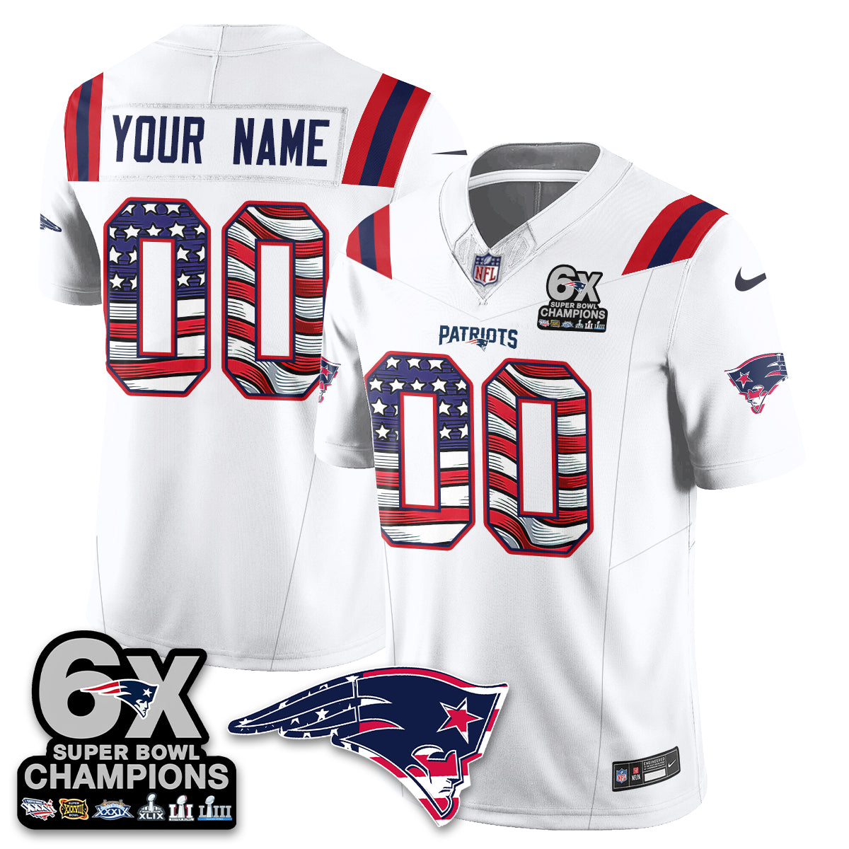 New England Patriots America Edition Vapor Custom Jersey V2- Stitched