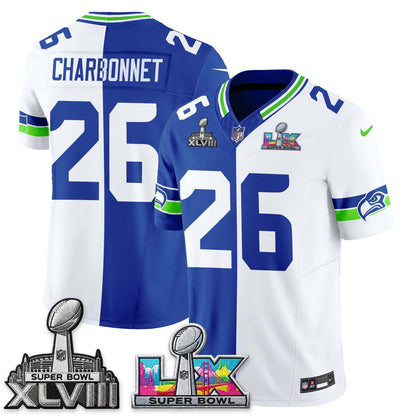 Seattle Seahawks Throwback 2 SB Patches Vapor Jersey - Stitched-NQD