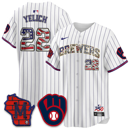 Milwaukee Brewers 2026 Independence Day USA Vapor Limited Jersey - Stitched