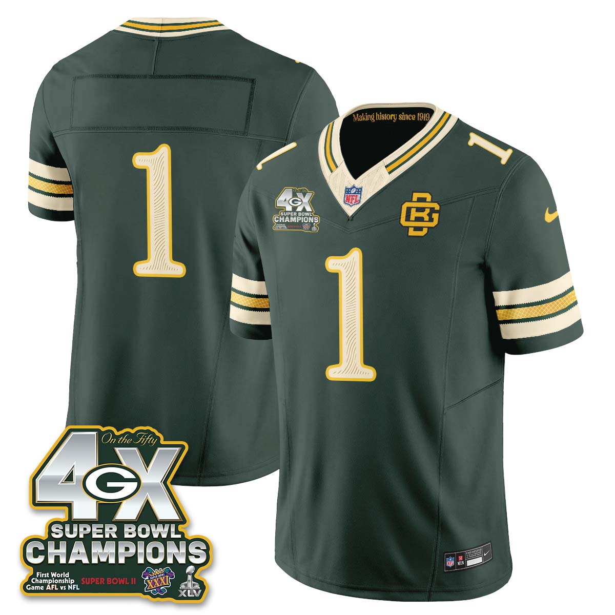 Green Bay Packers 2026 Rivalries 4X Champs Vapor Jersey - Stitched