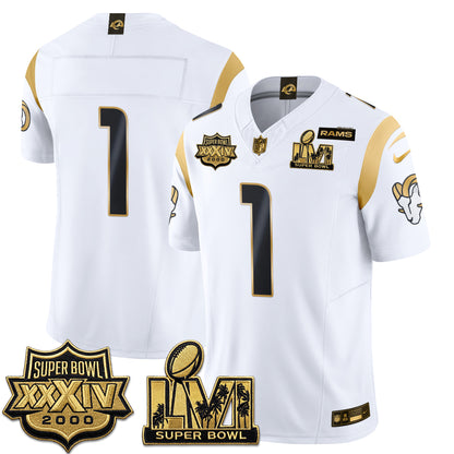 Los Angeles Rams SBowl Champs Gold Vapor Jersey - Stitched