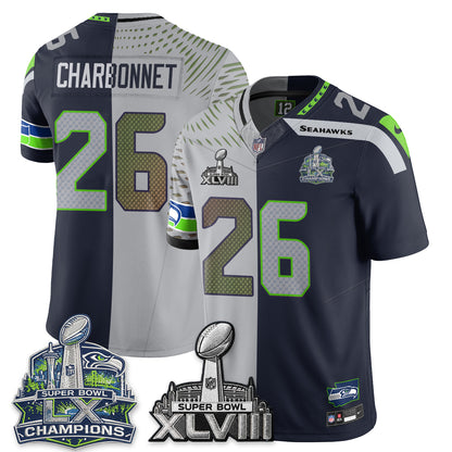 Seattle Seahawks S.Bowl Champs Split Edition Vapor Jersey - Stitch